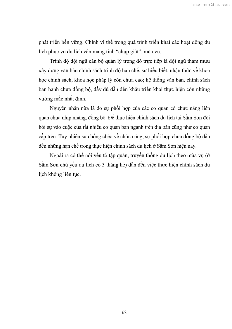 Luận văn thạc sĩ chính sách công Chính sách phát triển du lịch ở Sầm Sơn, tỉnh Thanh Hoá - 7 Trang 76