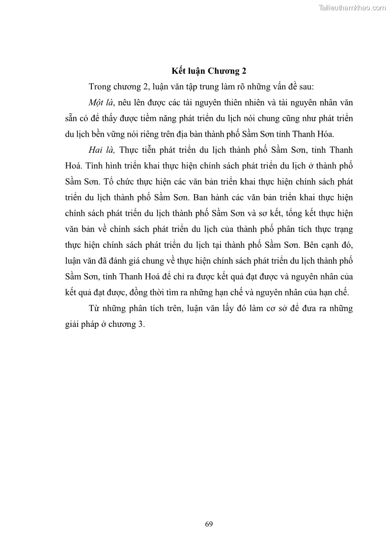 Luận văn thạc sĩ chính sách công Chính sách phát triển du lịch ở Sầm Sơn, tỉnh Thanh Hoá - 7 Trang 77