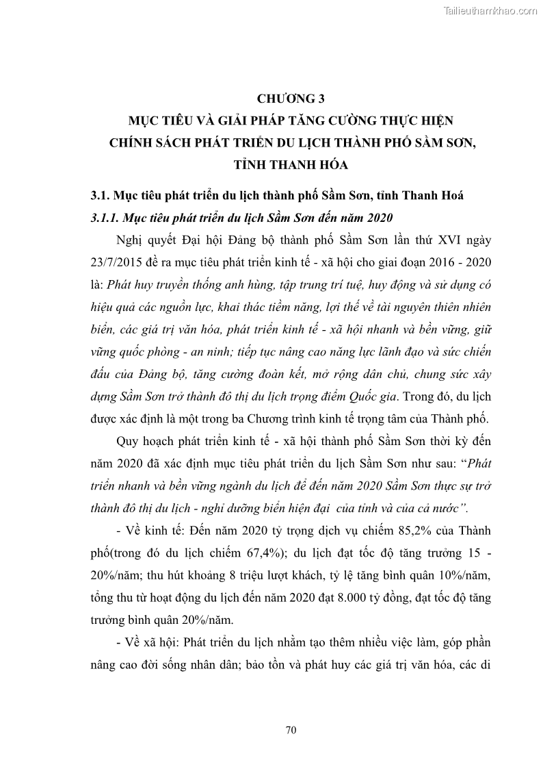 Luận văn thạc sĩ chính sách công Chính sách phát triển du lịch ở Sầm Sơn, tỉnh Thanh Hoá - 7 Trang 78