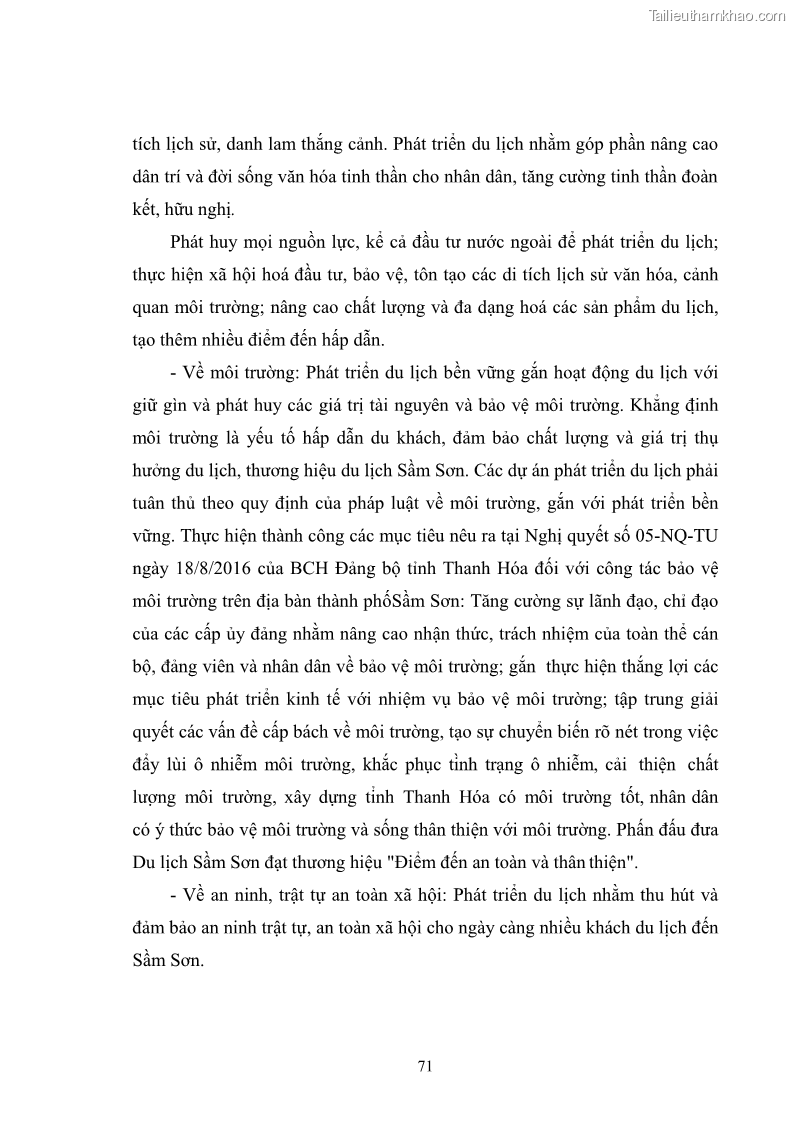 Luận văn thạc sĩ chính sách công Chính sách phát triển du lịch ở Sầm Sơn, tỉnh Thanh Hoá - 7 Trang 79
