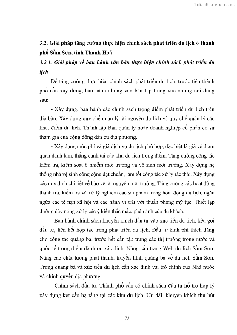 Luận văn thạc sĩ chính sách công Chính sách phát triển du lịch ở Sầm Sơn, tỉnh Thanh Hoá - 7 Trang 81
