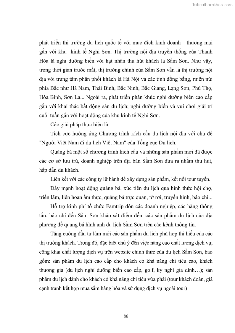 Luận văn thạc sĩ chính sách công Chính sách phát triển du lịch ở Sầm Sơn, tỉnh Thanh Hoá - 8 Trang 94
