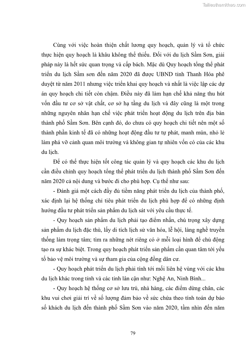 Luận văn thạc sĩ chính sách công Chính sách phát triển du lịch ở Sầm Sơn, tỉnh Thanh Hoá - 8 Trang 87
