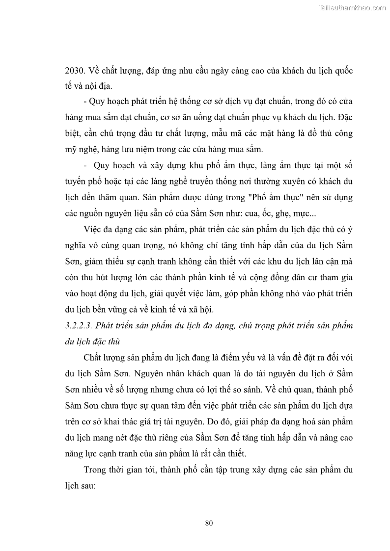 Luận văn thạc sĩ chính sách công Chính sách phát triển du lịch ở Sầm Sơn, tỉnh Thanh Hoá - 8 Trang 88