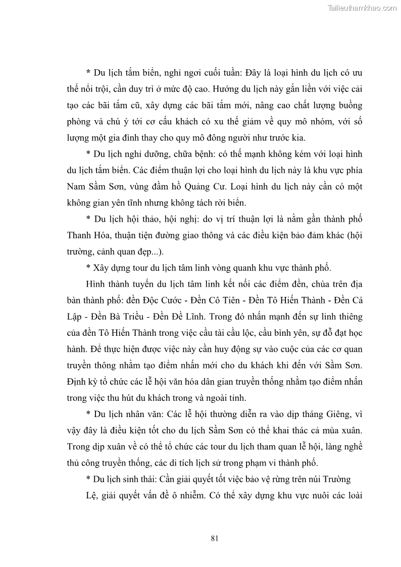 Luận văn thạc sĩ chính sách công Chính sách phát triển du lịch ở Sầm Sơn, tỉnh Thanh Hoá - 8 Trang 89