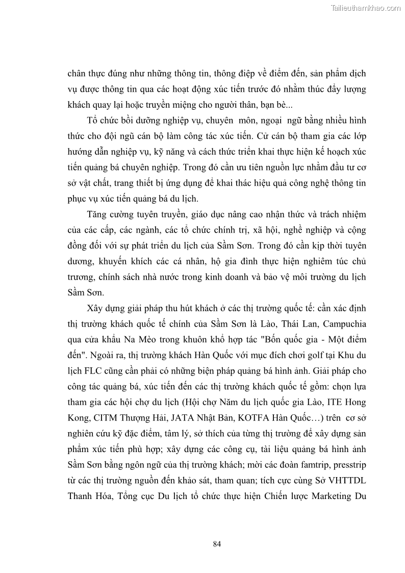Luận văn thạc sĩ chính sách công Chính sách phát triển du lịch ở Sầm Sơn, tỉnh Thanh Hoá - 8 Trang 92