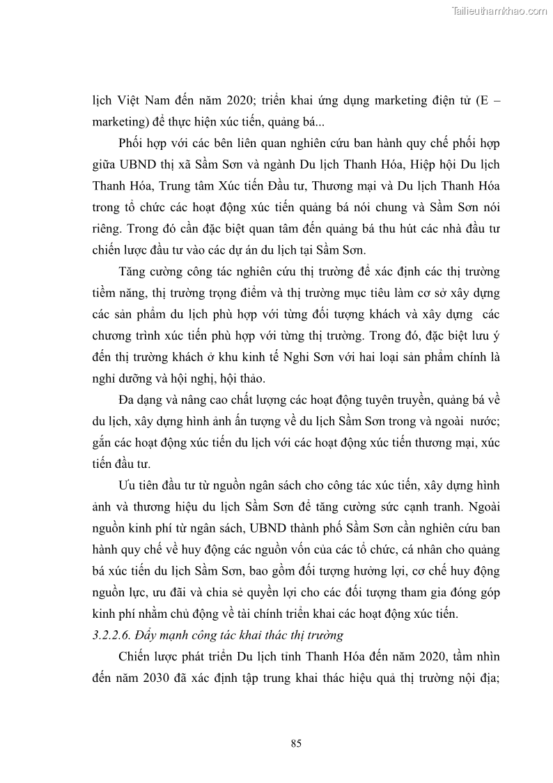 Luận văn thạc sĩ chính sách công Chính sách phát triển du lịch ở Sầm Sơn, tỉnh Thanh Hoá - 8 Trang 93