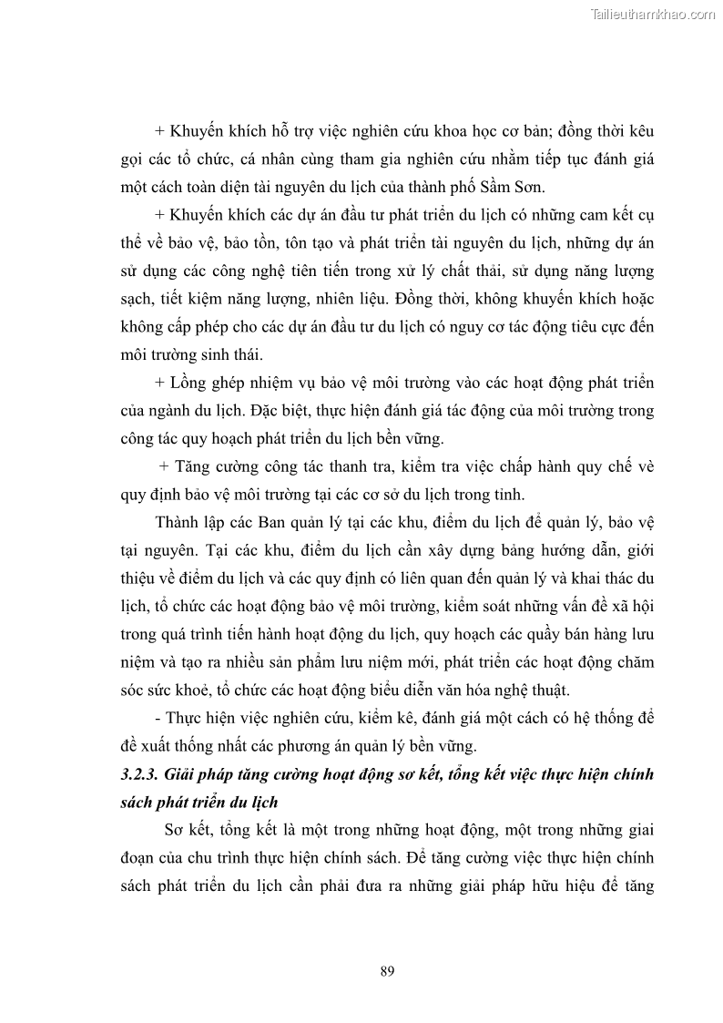 Luận văn thạc sĩ chính sách công Chính sách phát triển du lịch ở Sầm Sơn, tỉnh Thanh Hoá - 9 Trang 97
