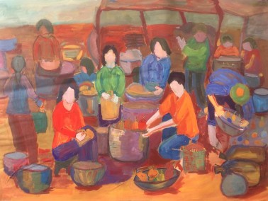 5 10 Tác phẩm Chợ Nguồn tác giả chụp 2016 Một số bài vẽ Bố cục của HS 10