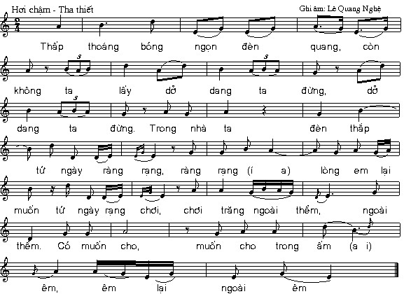 Trong ô nhịp thứ 6 đến 8 của bài Thắp đèn trên nếu ta lấy âm Xi 1 là âm 5