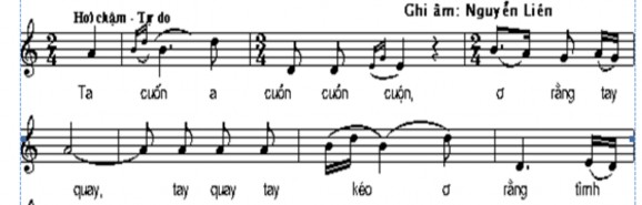 Ví dụ 13 Luống bông luống đậu Trích Thang năm âm dạng II điệu Nam Ai 2