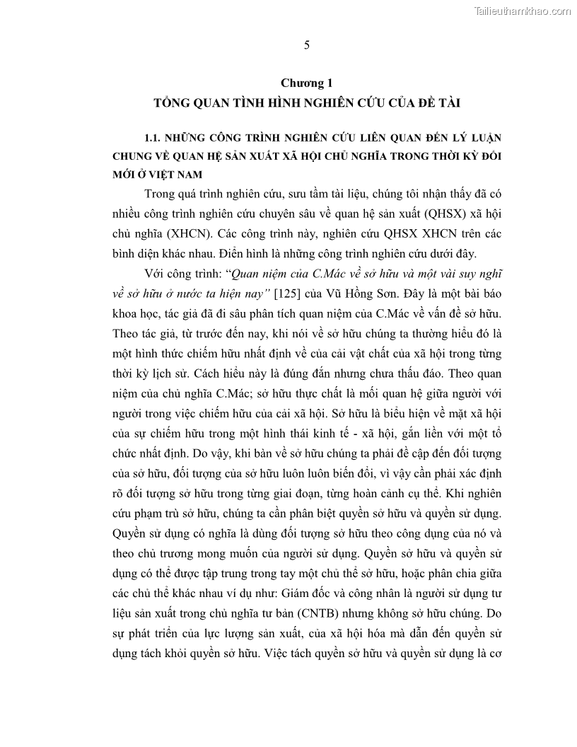 Luận án tiến sĩ Chủ nghĩa duy vật biện chứng và chủ nghĩa duy vật lịch sử Về sự biến đổi của quan hệ sản xuất xã hội chủ nghĩa trong thời kỳ đổi mới ở Việt Nam - 1 Trang 11