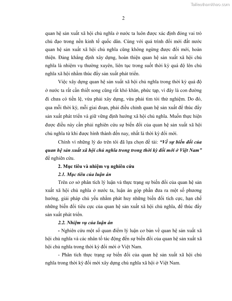 Luận án tiến sĩ Chủ nghĩa duy vật biện chứng và chủ nghĩa duy vật lịch sử Về sự biến đổi của quan hệ sản xuất xã hội chủ nghĩa trong thời kỳ đổi mới ở Việt Nam - 1 Trang 8