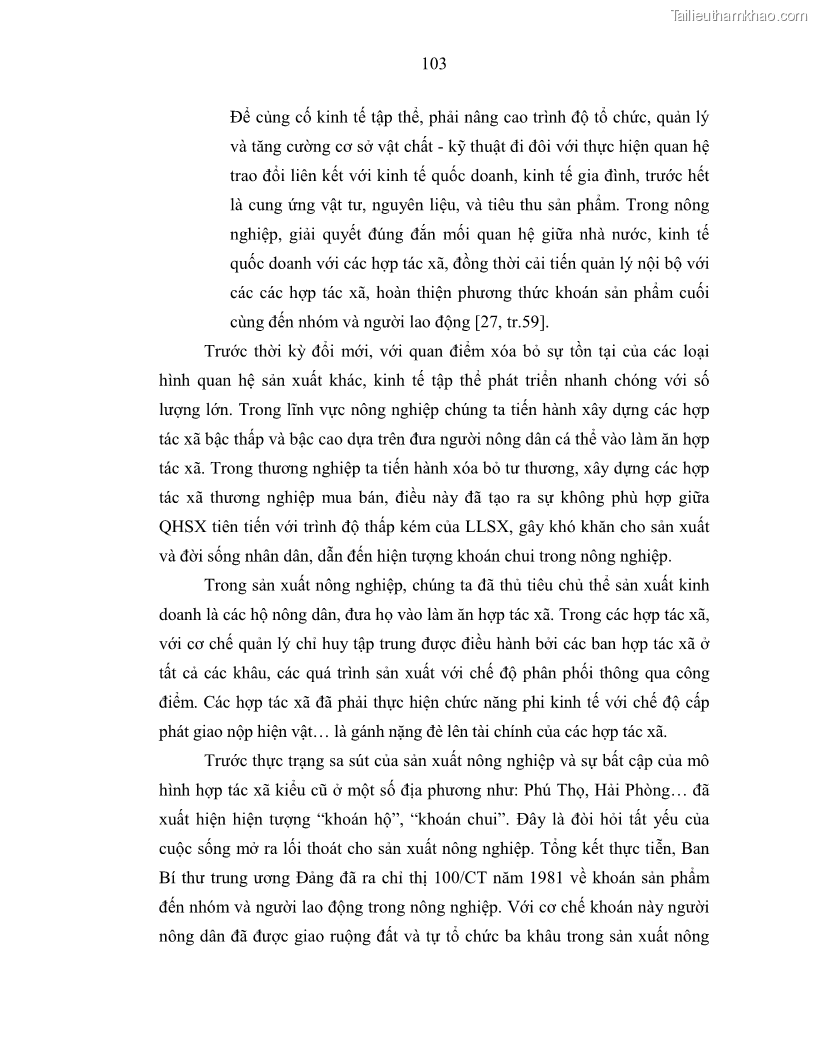 Luận án tiến sĩ Chủ nghĩa duy vật biện chứng và chủ nghĩa duy vật lịch sử Về sự biến đổi của quan hệ sản xuất xã hội chủ nghĩa trong thời kỳ đổi mới ở Việt Nam - 10 Trang 109