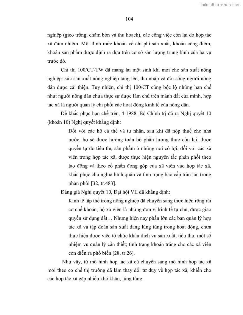 Luận án tiến sĩ Chủ nghĩa duy vật biện chứng và chủ nghĩa duy vật lịch sử Về sự biến đổi của quan hệ sản xuất xã hội chủ nghĩa trong thời kỳ đổi mới ở Việt Nam - 10 Trang 110