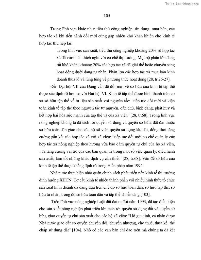 Luận án tiến sĩ Chủ nghĩa duy vật biện chứng và chủ nghĩa duy vật lịch sử Về sự biến đổi của quan hệ sản xuất xã hội chủ nghĩa trong thời kỳ đổi mới ở Việt Nam - 10 Trang 111