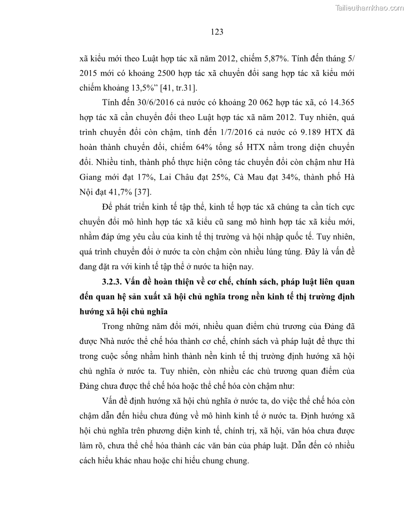 Luận án tiến sĩ Chủ nghĩa duy vật biện chứng và chủ nghĩa duy vật lịch sử Về sự biến đổi của quan hệ sản xuất xã hội chủ nghĩa trong thời kỳ đổi mới ở Việt Nam - 11 Trang 129