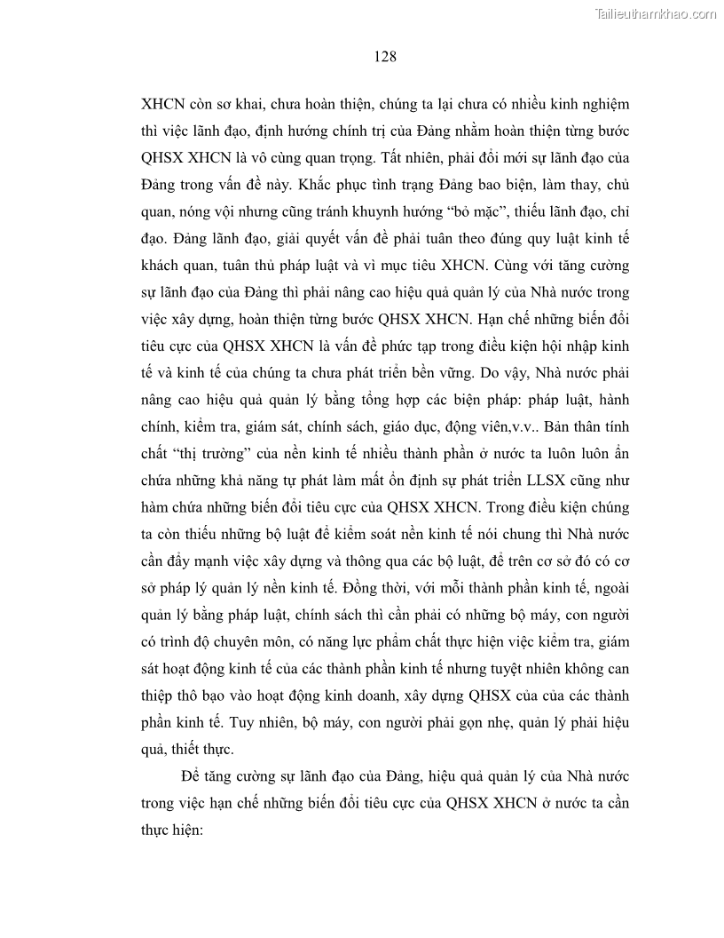 Luận án tiến sĩ Chủ nghĩa duy vật biện chứng và chủ nghĩa duy vật lịch sử Về sự biến đổi của quan hệ sản xuất xã hội chủ nghĩa trong thời kỳ đổi mới ở Việt Nam - 12 Trang 134