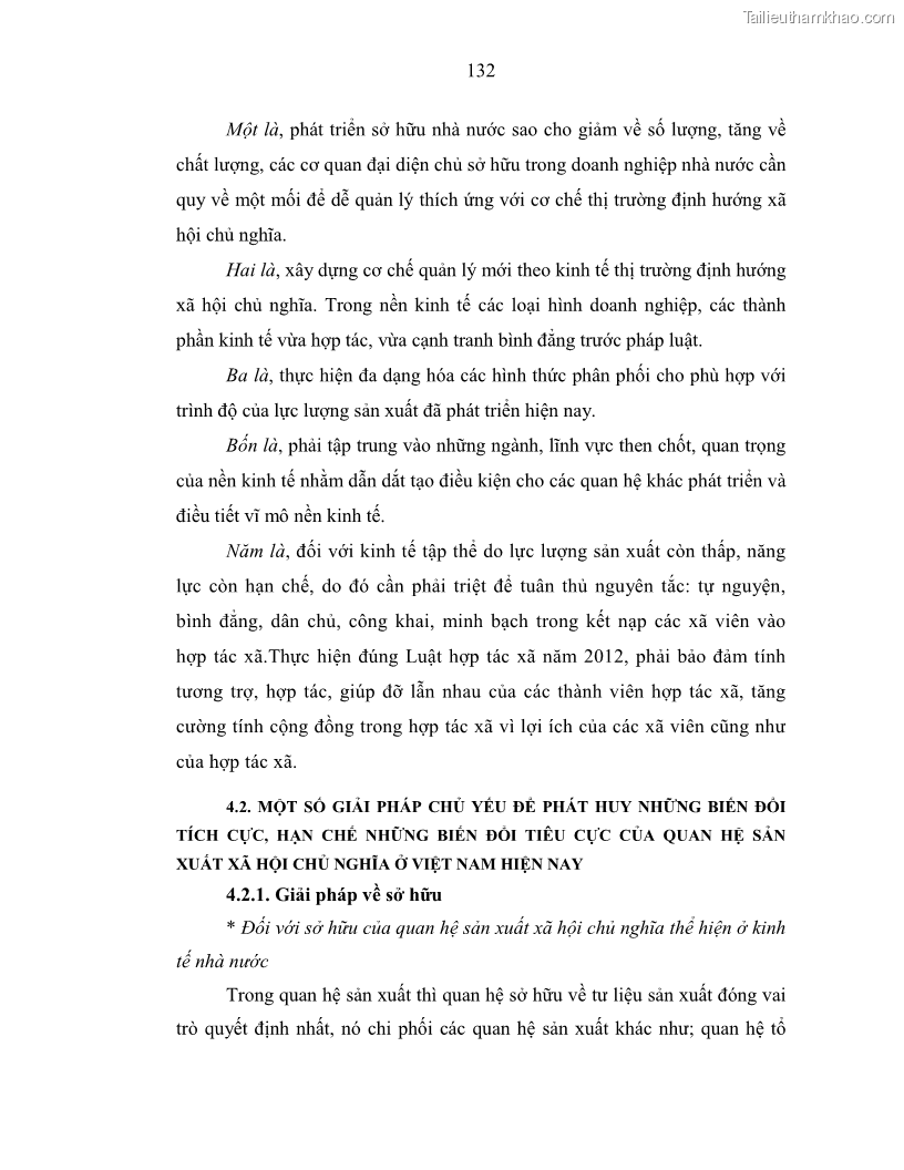 Luận án tiến sĩ Chủ nghĩa duy vật biện chứng và chủ nghĩa duy vật lịch sử Về sự biến đổi của quan hệ sản xuất xã hội chủ nghĩa trong thời kỳ đổi mới ở Việt Nam - 12 Trang 138