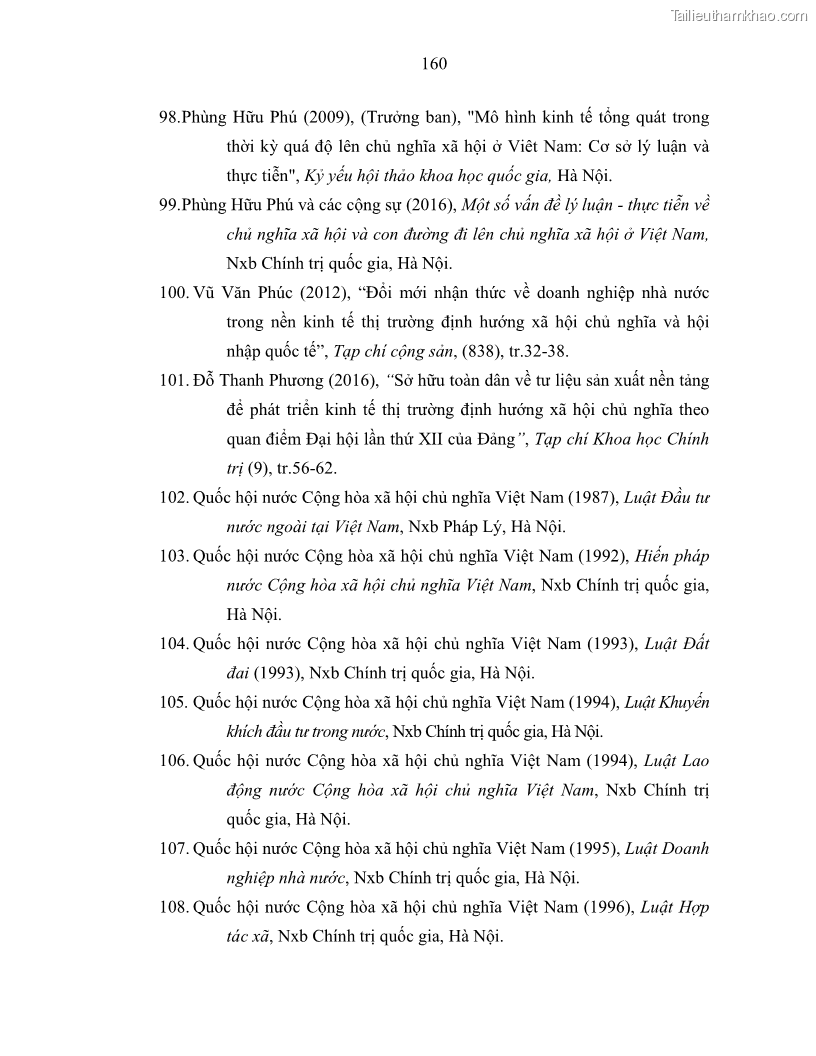 Luận án tiến sĩ Chủ nghĩa duy vật biện chứng và chủ nghĩa duy vật lịch sử Về sự biến đổi của quan hệ sản xuất xã hội chủ nghĩa trong thời kỳ đổi mới ở Việt Nam - 14 Trang 166
