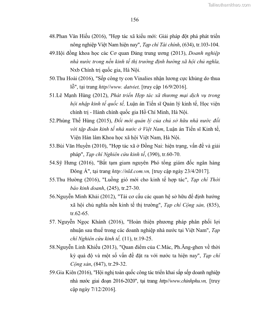 Luận án tiến sĩ Chủ nghĩa duy vật biện chứng và chủ nghĩa duy vật lịch sử Về sự biến đổi của quan hệ sản xuất xã hội chủ nghĩa trong thời kỳ đổi mới ở Việt Nam - 14 Trang 162