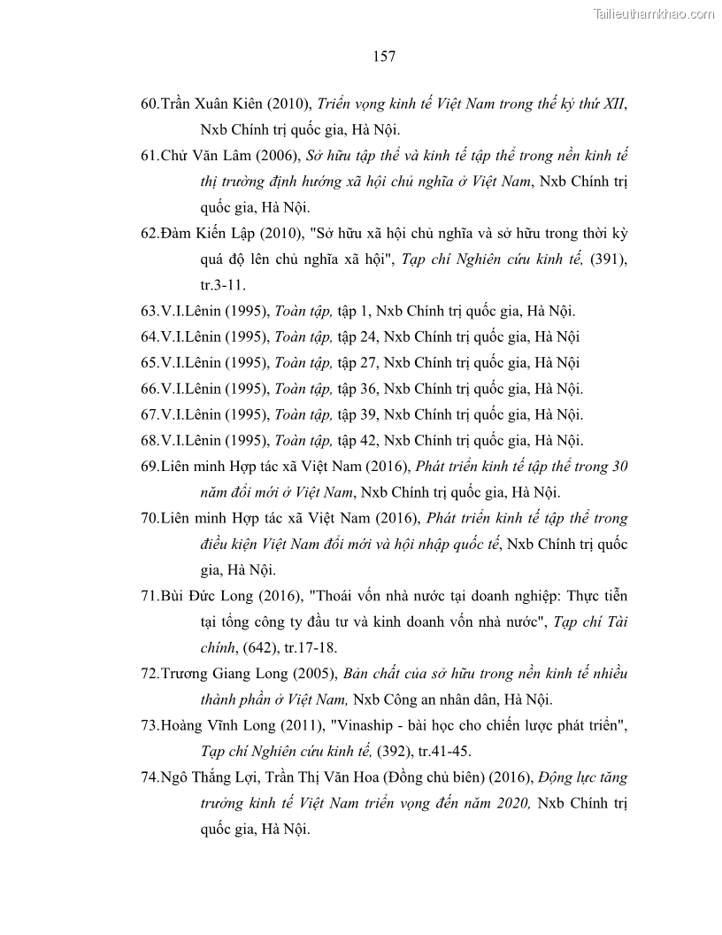 Luận án tiến sĩ Chủ nghĩa duy vật biện chứng và chủ nghĩa duy vật lịch sử Về sự biến đổi của quan hệ sản xuất xã hội chủ nghĩa trong thời kỳ đổi mới ở Việt Nam - 14 Trang 163