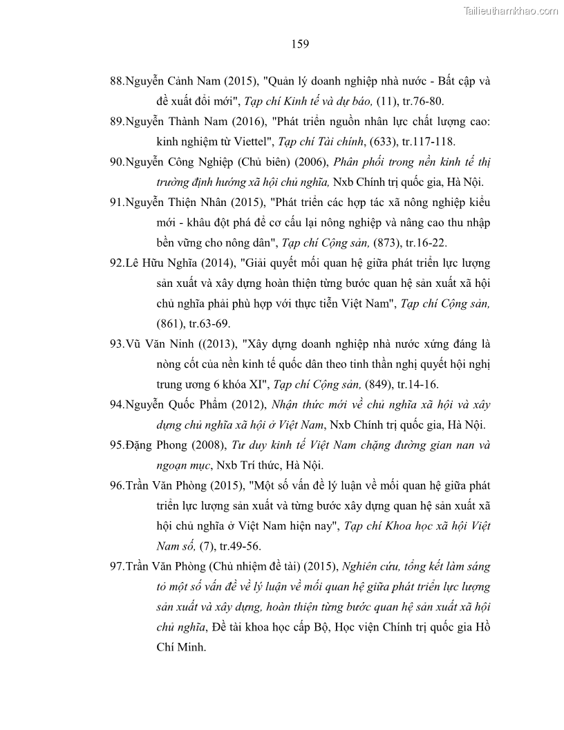 Luận án tiến sĩ Chủ nghĩa duy vật biện chứng và chủ nghĩa duy vật lịch sử Về sự biến đổi của quan hệ sản xuất xã hội chủ nghĩa trong thời kỳ đổi mới ở Việt Nam - 14 Trang 165
