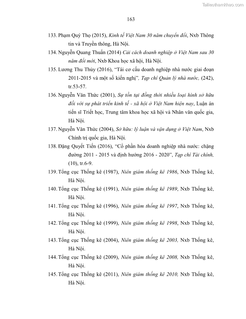 Luận án tiến sĩ Chủ nghĩa duy vật biện chứng và chủ nghĩa duy vật lịch sử Về sự biến đổi của quan hệ sản xuất xã hội chủ nghĩa trong thời kỳ đổi mới ở Việt Nam - 15 Trang 169