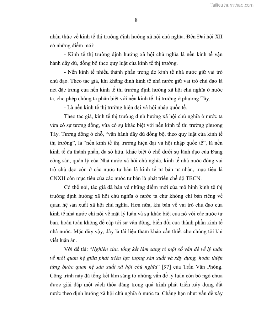 Luận án tiến sĩ Chủ nghĩa duy vật biện chứng và chủ nghĩa duy vật lịch sử Về sự biến đổi của quan hệ sản xuất xã hội chủ nghĩa trong thời kỳ đổi mới ở Việt Nam - 2 Trang 14