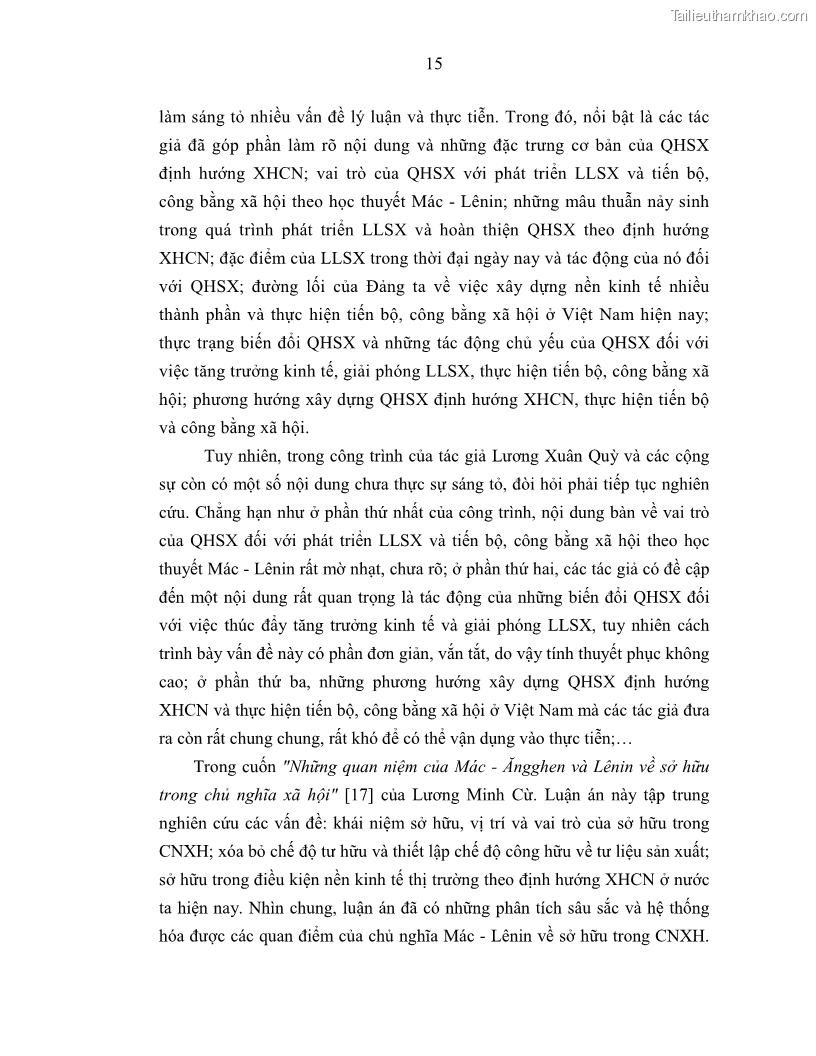 Luận án tiến sĩ Chủ nghĩa duy vật biện chứng và chủ nghĩa duy vật lịch sử Về sự biến đổi của quan hệ sản xuất xã hội chủ nghĩa trong thời kỳ đổi mới ở Việt Nam - 2 Trang 21