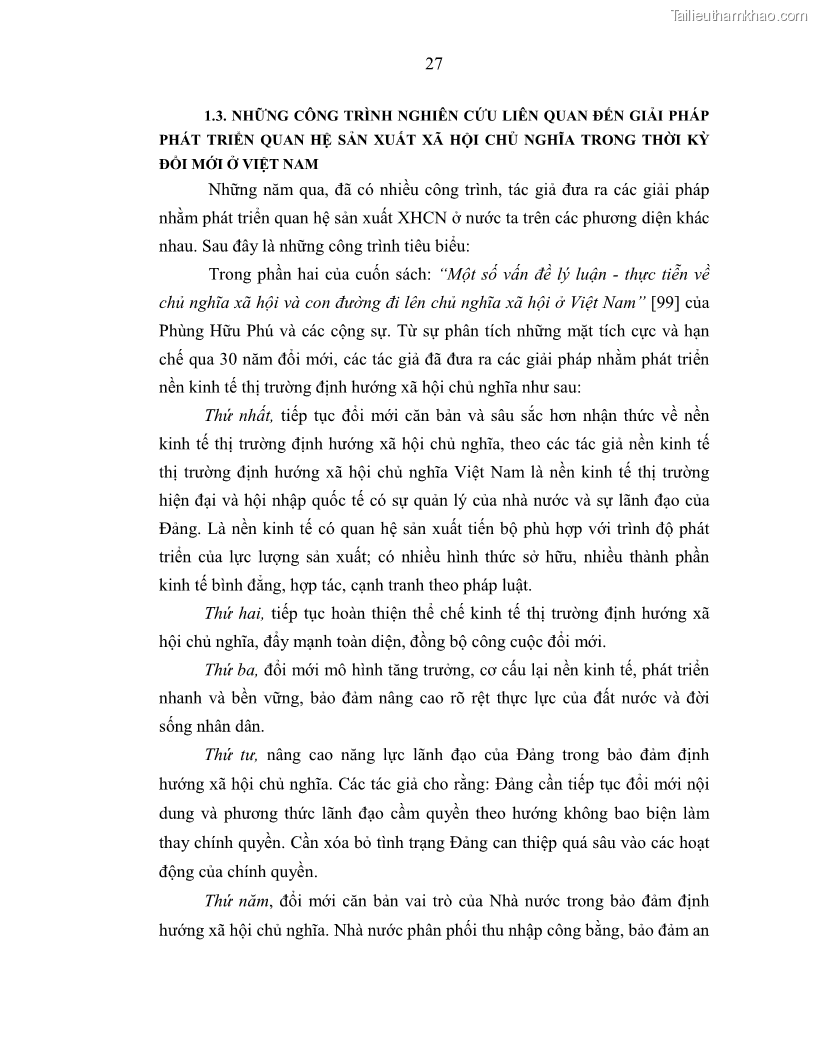 Luận án tiến sĩ Chủ nghĩa duy vật biện chứng và chủ nghĩa duy vật lịch sử Về sự biến đổi của quan hệ sản xuất xã hội chủ nghĩa trong thời kỳ đổi mới ở Việt Nam - 3 Trang 33