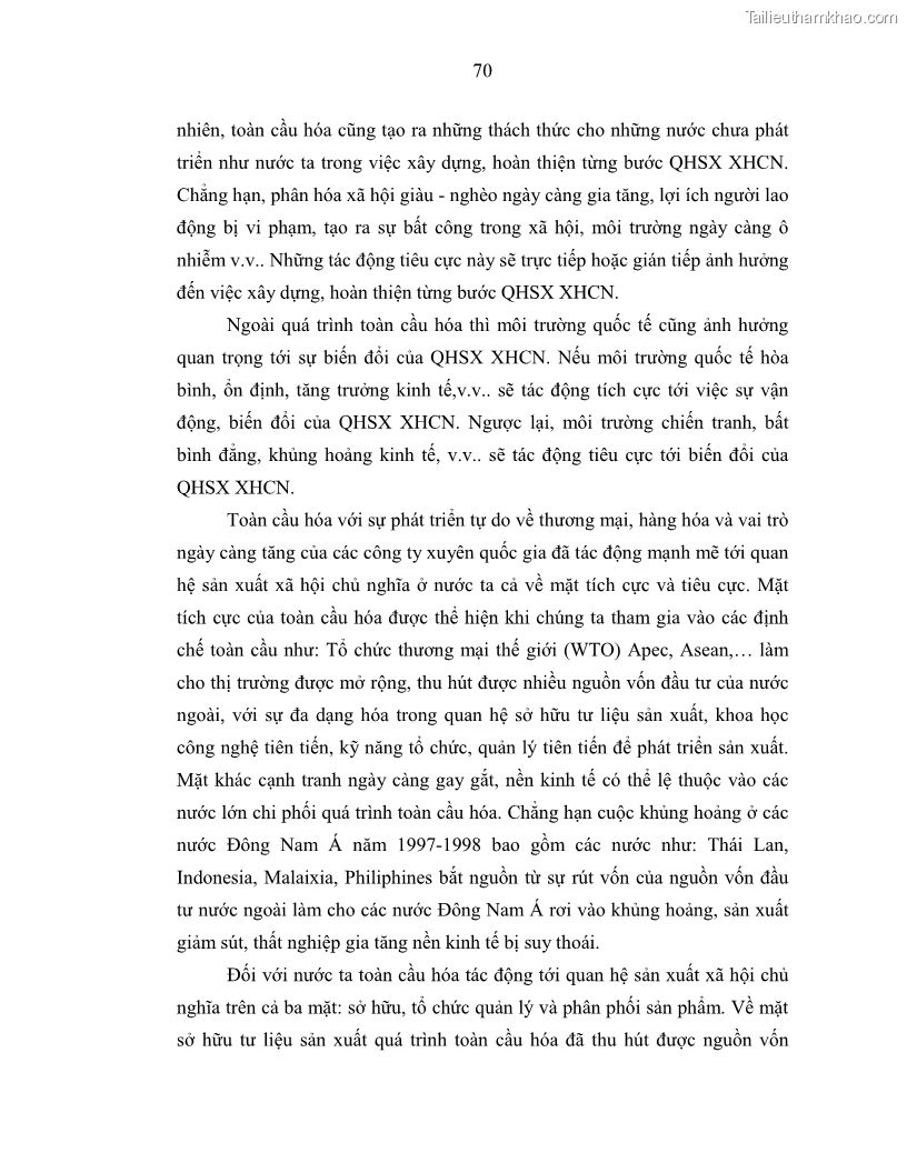 Luận án tiến sĩ Chủ nghĩa duy vật biện chứng và chủ nghĩa duy vật lịch sử Về sự biến đổi của quan hệ sản xuất xã hội chủ nghĩa trong thời kỳ đổi mới ở Việt Nam - 7 Trang 76