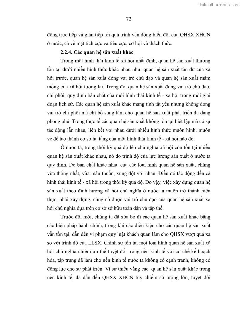 Luận án tiến sĩ Chủ nghĩa duy vật biện chứng và chủ nghĩa duy vật lịch sử Về sự biến đổi của quan hệ sản xuất xã hội chủ nghĩa trong thời kỳ đổi mới ở Việt Nam - 7 Trang 78