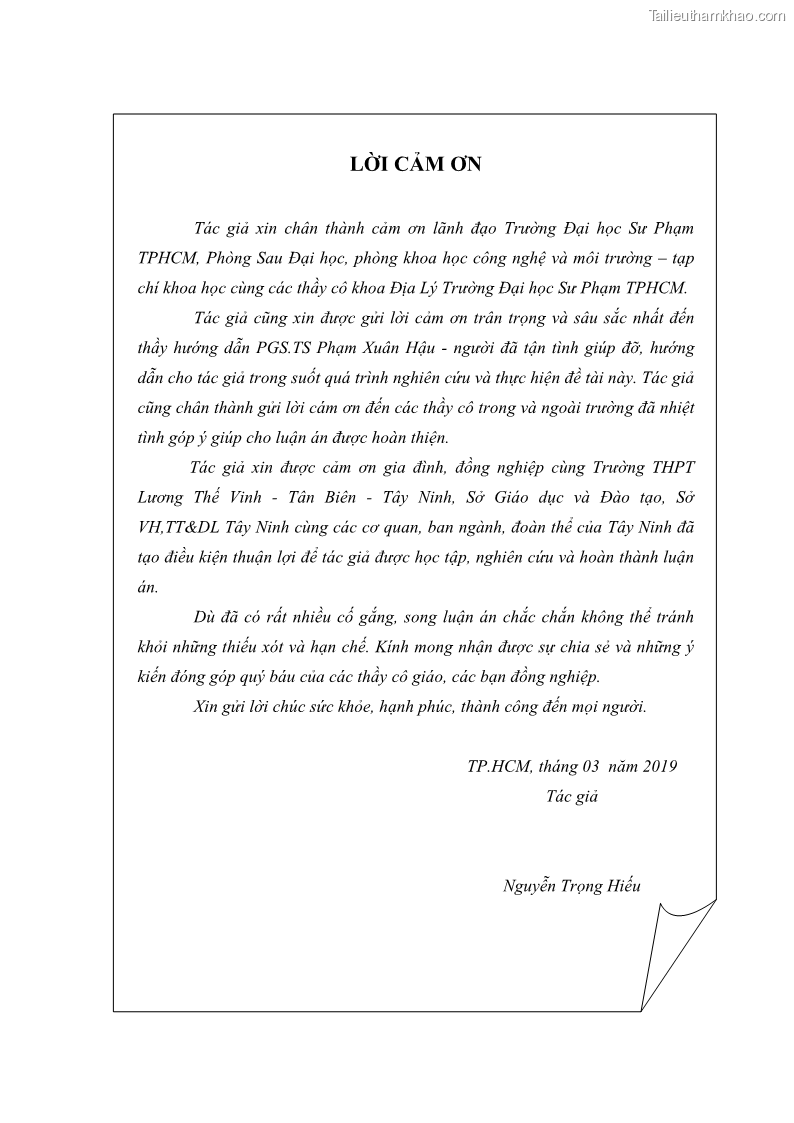 Luận án tiến sĩ địa lý học Phát triển du lịch tỉnh Tây Ninh thời kì hội nhập - 1 Trang 4