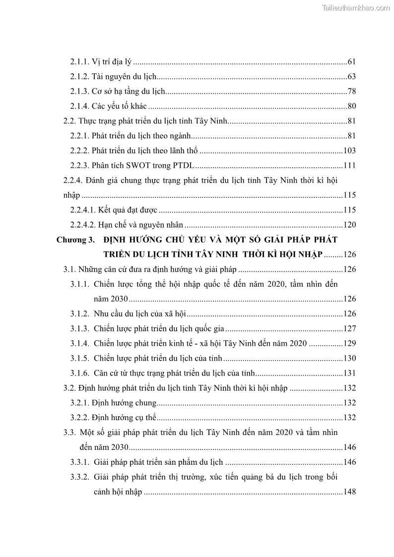 Luận án tiến sĩ địa lý học Phát triển du lịch tỉnh Tây Ninh thời kì hội nhập - 1 Trang 6