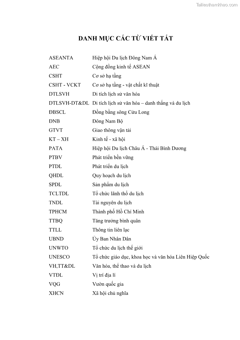 Luận án tiến sĩ địa lý học Phát triển du lịch tỉnh Tây Ninh thời kì hội nhập - 1 Trang 8