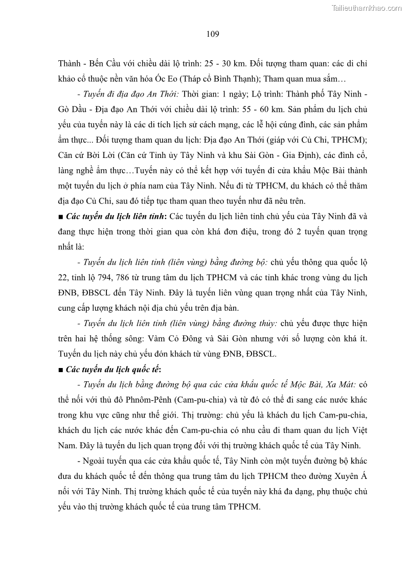 Luận án tiến sĩ địa lý học Phát triển du lịch tỉnh Tây Ninh thời kì hội nhập - 10 Trang 120