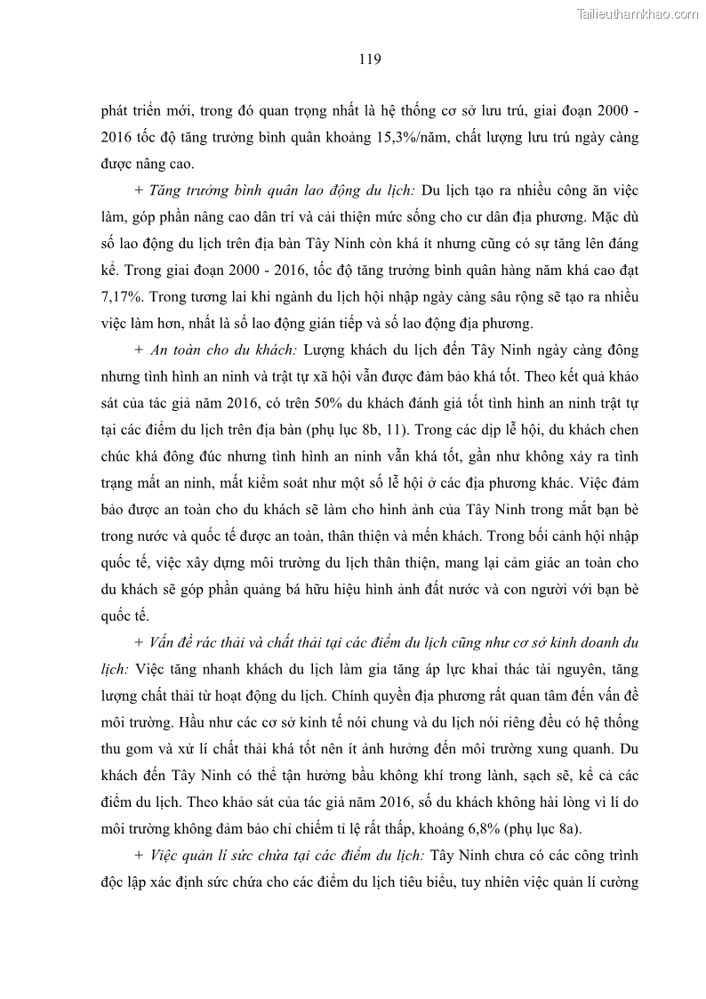 Luận án tiến sĩ địa lý học Phát triển du lịch tỉnh Tây Ninh thời kì hội nhập - 11 Trang 130
