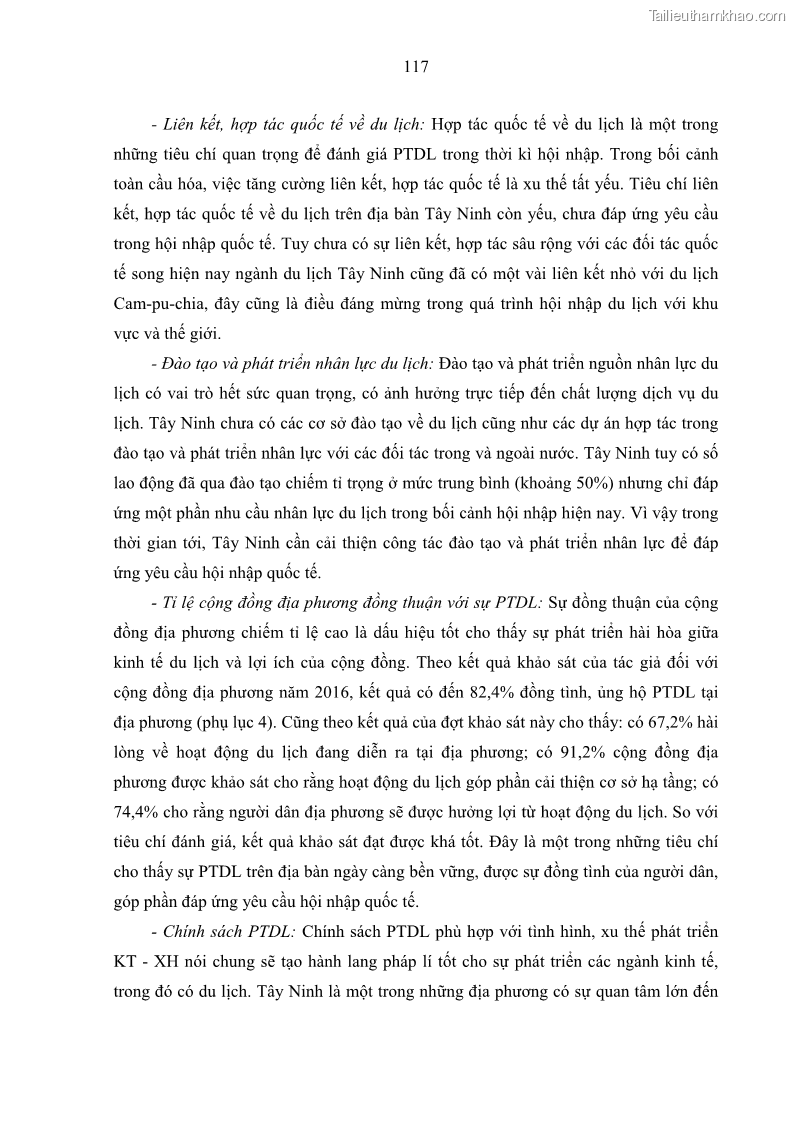 Luận án tiến sĩ địa lý học Phát triển du lịch tỉnh Tây Ninh thời kì hội nhập - 11 Trang 128