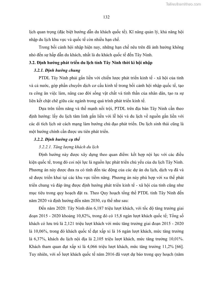 Luận án tiến sĩ địa lý học Phát triển du lịch tỉnh Tây Ninh thời kì hội nhập - 12 Trang 143