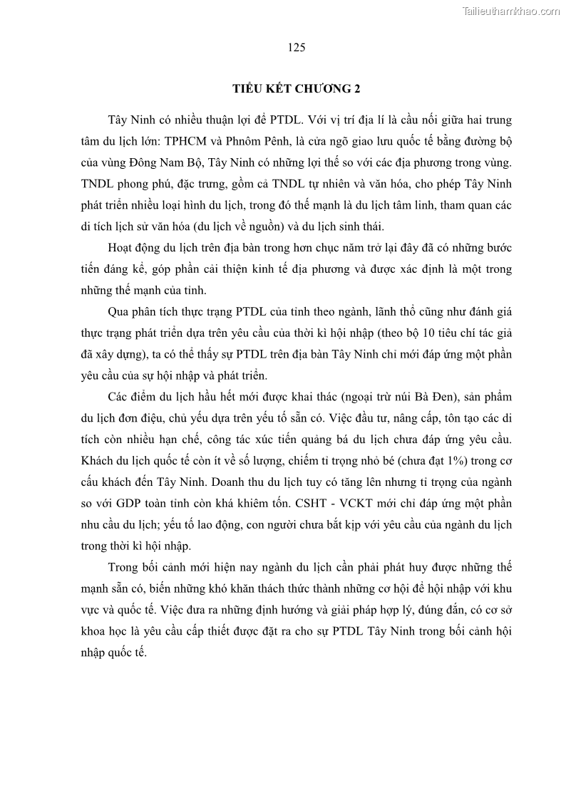 Luận án tiến sĩ địa lý học Phát triển du lịch tỉnh Tây Ninh thời kì hội nhập - 12 Trang 136