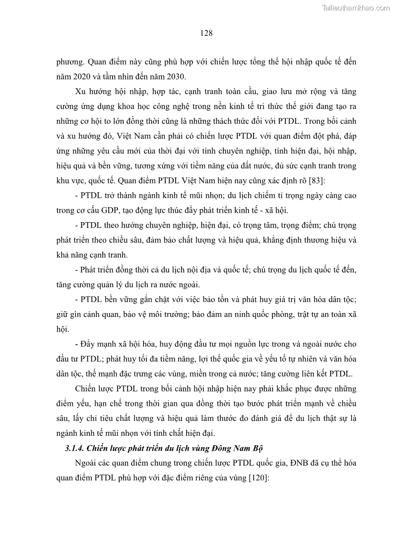 Luận án tiến sĩ địa lý học Phát triển du lịch tỉnh Tây Ninh thời kì hội nhập - 12 Trang 139