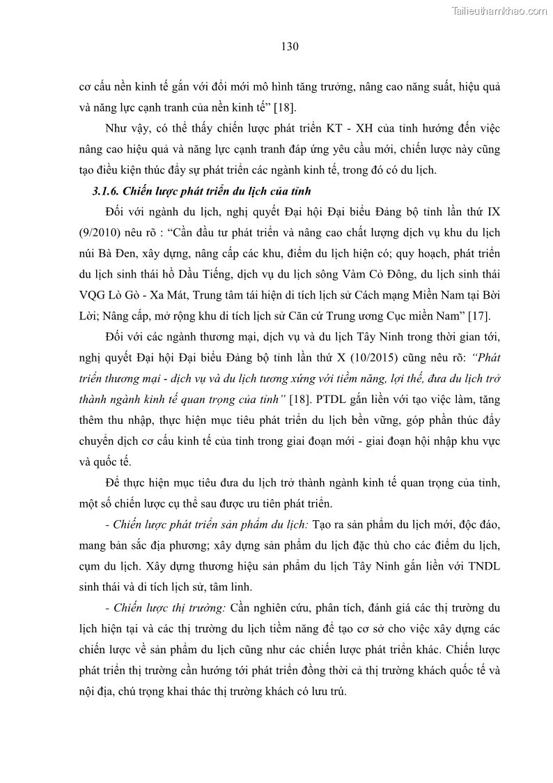 Luận án tiến sĩ địa lý học Phát triển du lịch tỉnh Tây Ninh thời kì hội nhập - 12 Trang 141
