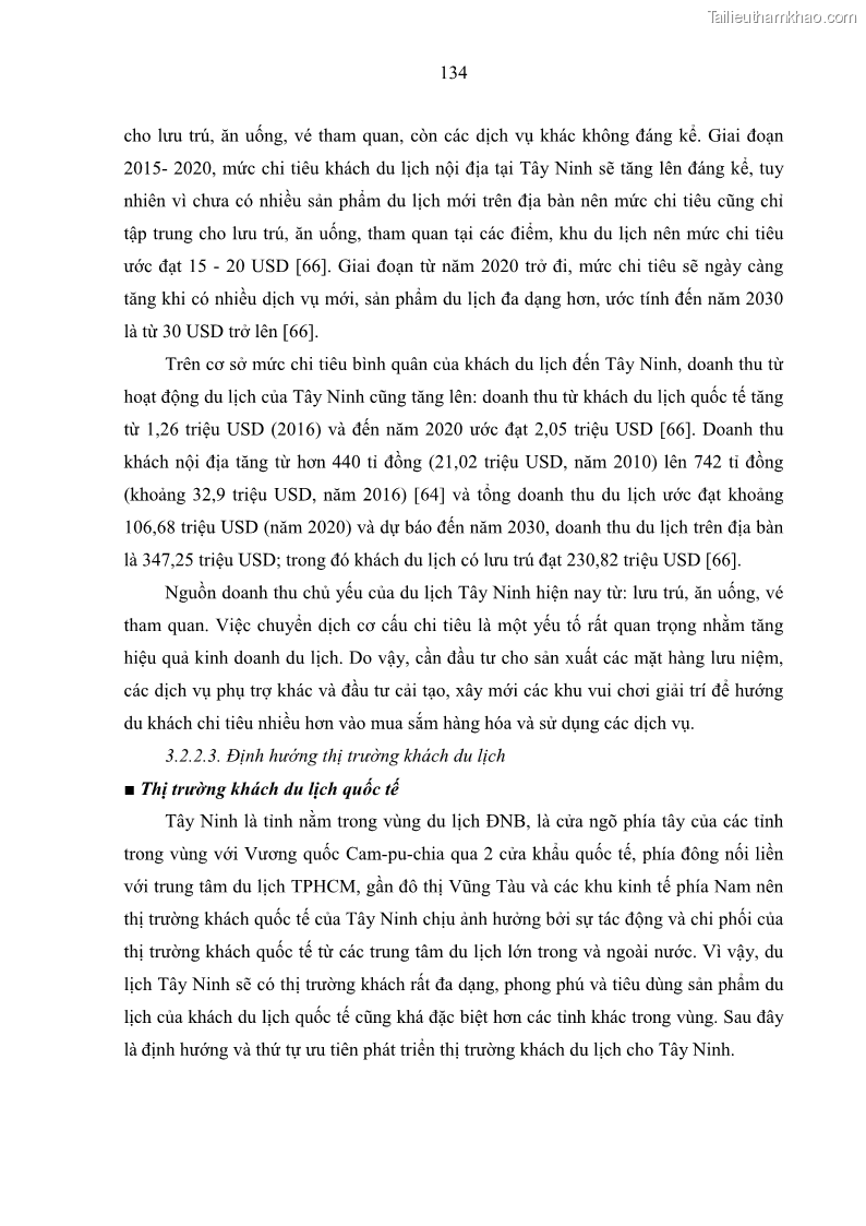 Luận án tiến sĩ địa lý học Phát triển du lịch tỉnh Tây Ninh thời kì hội nhập - 13 Trang 145