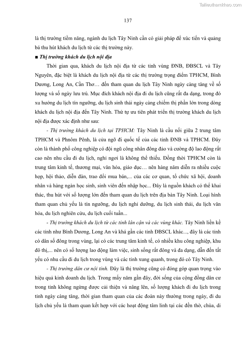 Luận án tiến sĩ địa lý học Phát triển du lịch tỉnh Tây Ninh thời kì hội nhập - 13 Trang 148