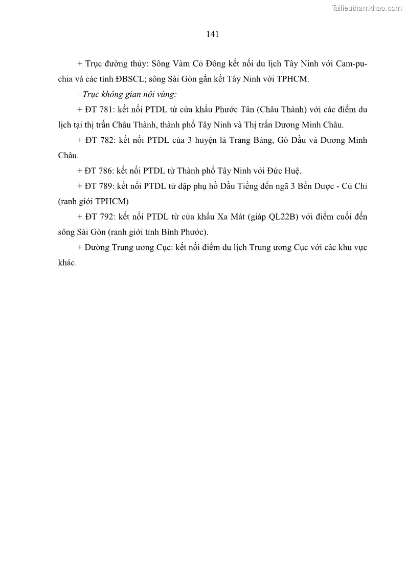 Luận án tiến sĩ địa lý học Phát triển du lịch tỉnh Tây Ninh thời kì hội nhập - 13 Trang 152