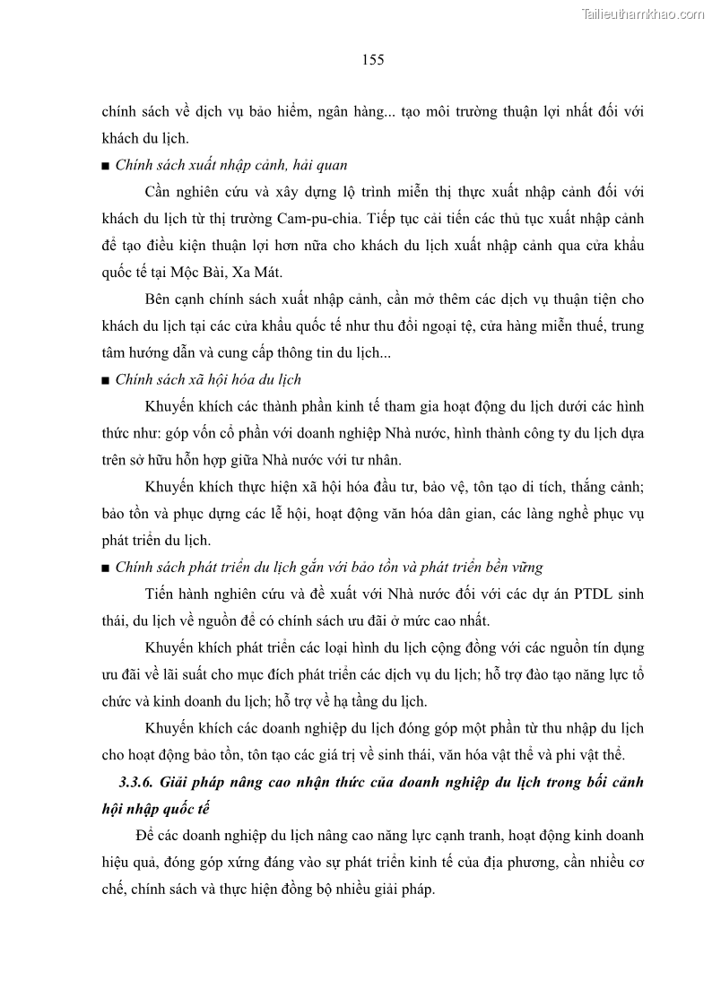 Luận án tiến sĩ địa lý học Phát triển du lịch tỉnh Tây Ninh thời kì hội nhập - 14 Trang 166
