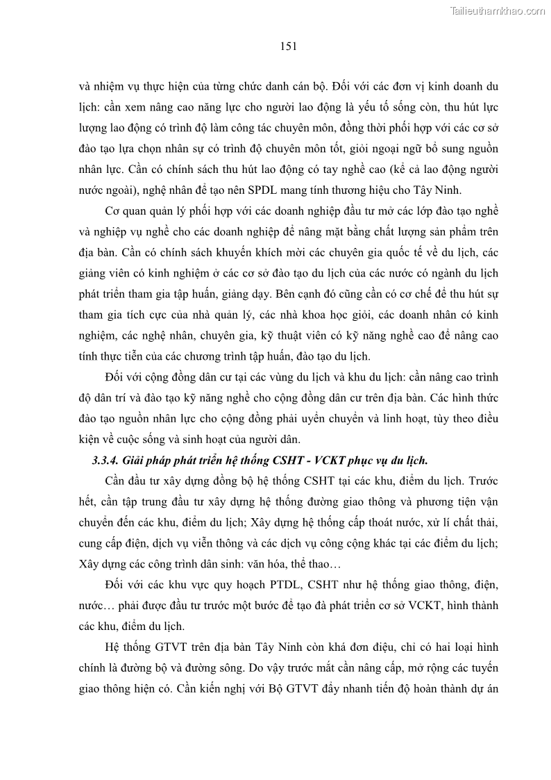 Luận án tiến sĩ địa lý học Phát triển du lịch tỉnh Tây Ninh thời kì hội nhập - 14 Trang 162