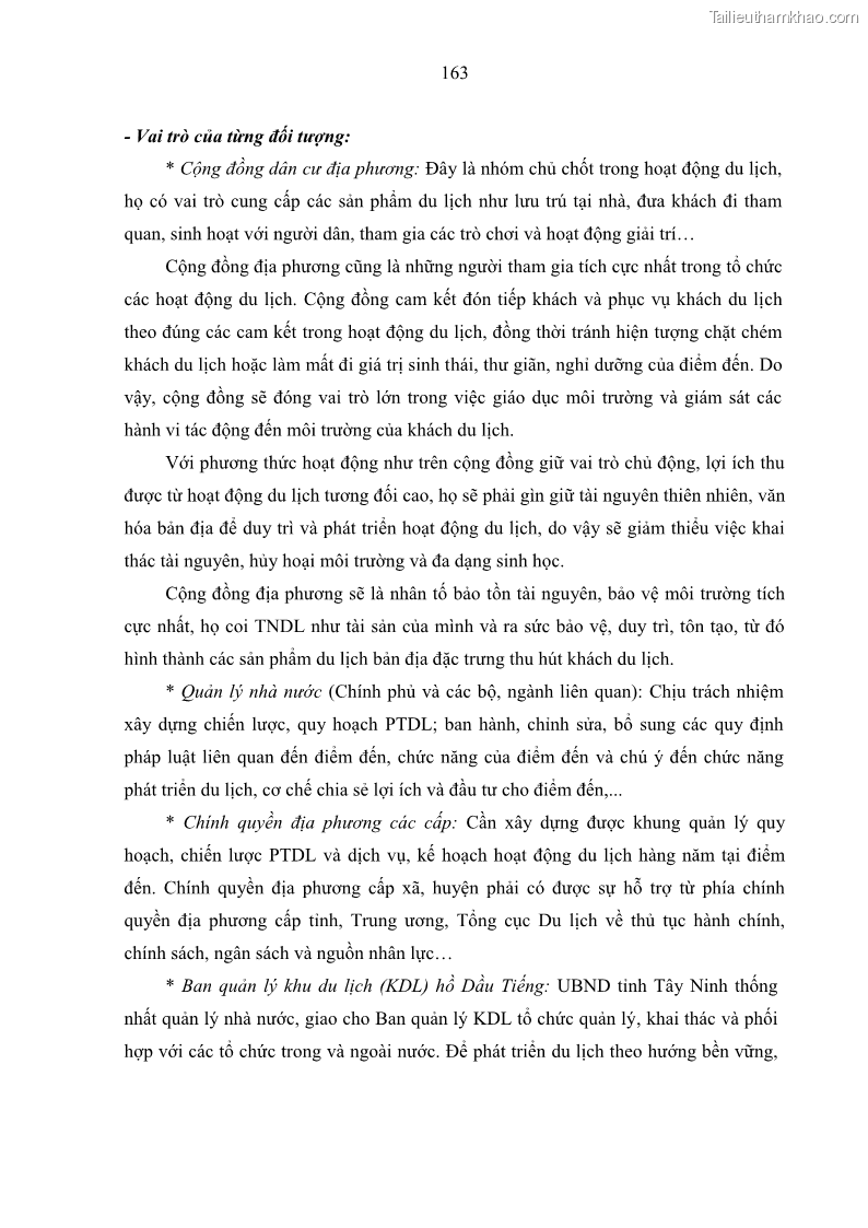 Luận án tiến sĩ địa lý học Phát triển du lịch tỉnh Tây Ninh thời kì hội nhập - 15 Trang 174