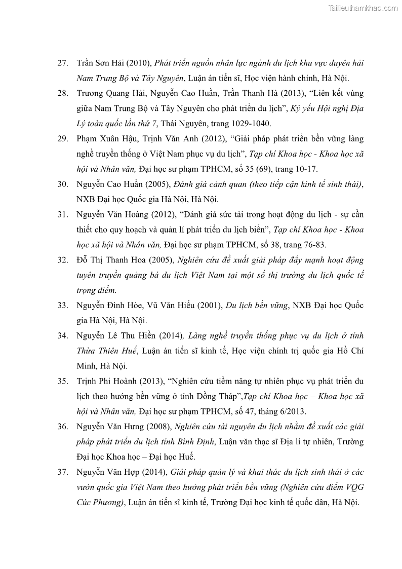Luận án tiến sĩ địa lý học Phát triển du lịch tỉnh Tây Ninh thời kì hội nhập - 16 Trang 184